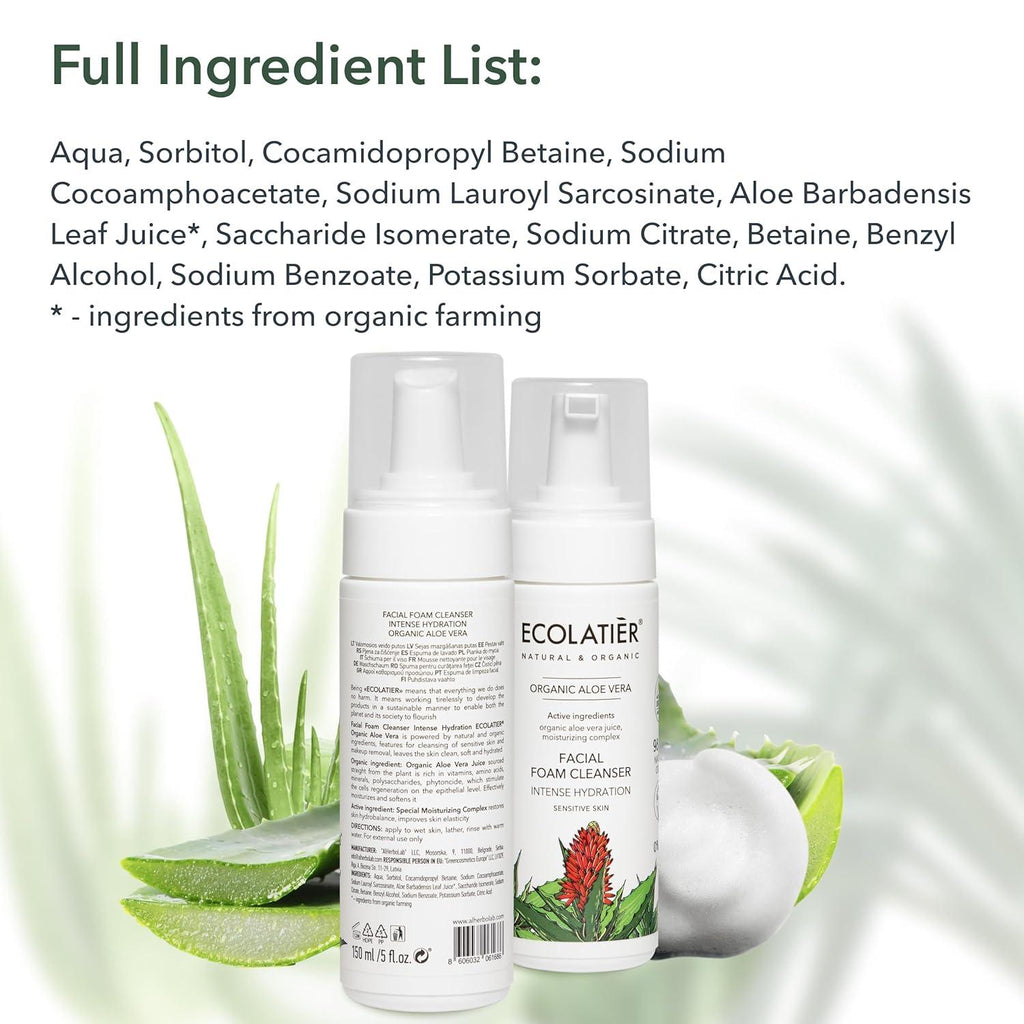 Facial Foam Cleanser – Intense Hydration with Organic Aloe Vera