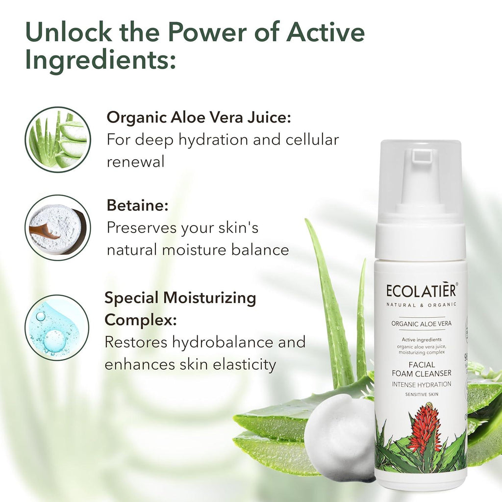 Facial Foam Cleanser – Intense Hydration with Organic Aloe Vera