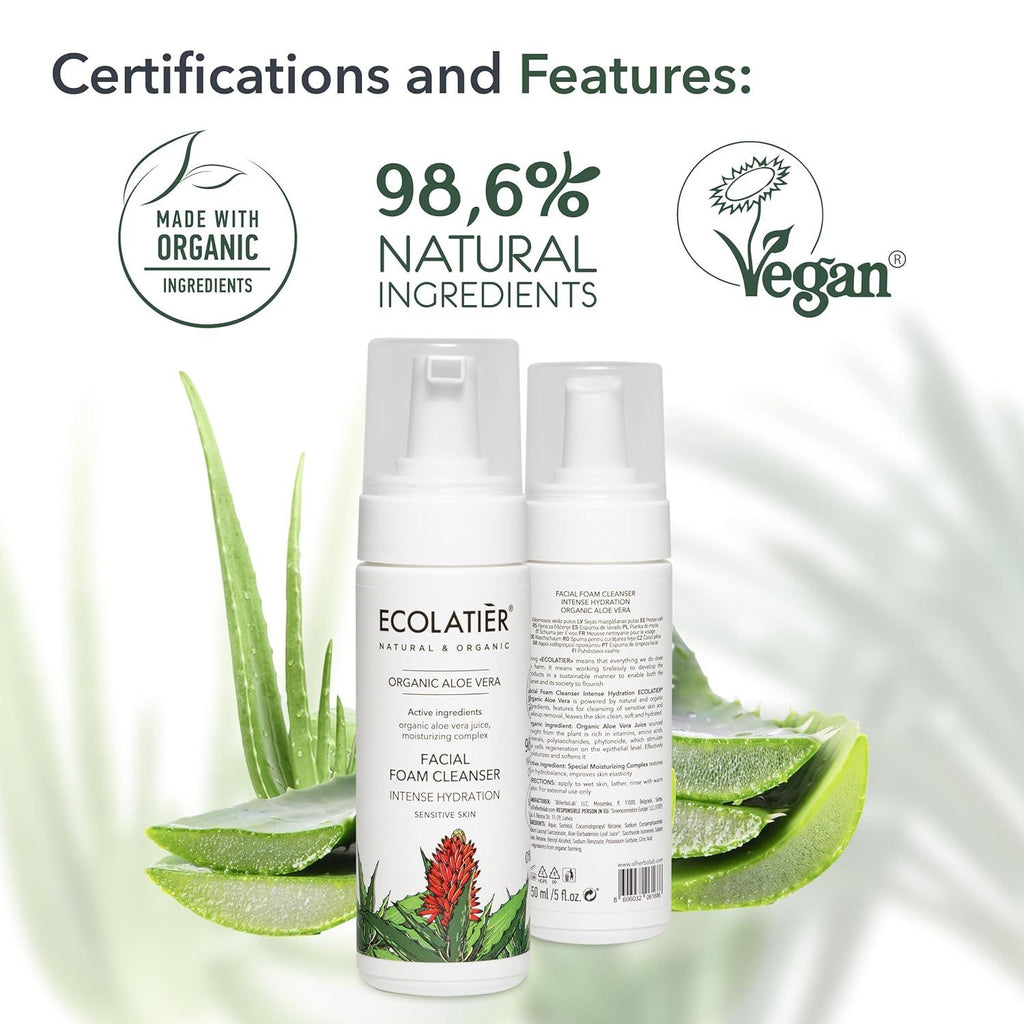 Facial Foam Cleanser – Intense Hydration with Organic Aloe Vera